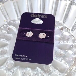 Sterling‎ Silver Happy Cloud White post studs earring earrings 925 Claire's